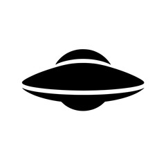 UFO Icon:  A minimalist and iconic representation of an unidentified flying object, characterized by its sleek, circular silhouette with a domed top.