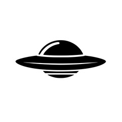 UFO Icon: A simple yet impactful silhouette of a classic flying saucer UFO, perfect for illustrating concepts of extraterrestrial life, space exploration, and sci-fi themes.