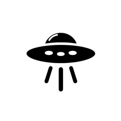 UFO Icon:  A simple yet striking silhouette of a classic UFO, featuring a rounded dome and three glowing lights, capturing the fascination and mystery of extraterrestrial life.  