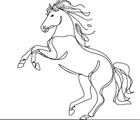 Stunning Line Drawing of a Rearing Horse