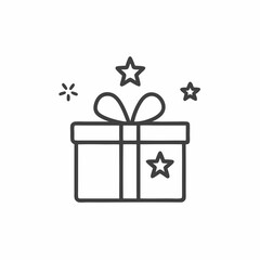 A vibrant illustration features a neatly wrapped gift adorned with a bow, accompanied by twinkling stars, evoking a sense of excitement and festive cheer for special occasions.