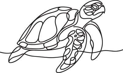 Stunning Line Drawing of a Sea Turtle