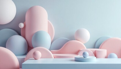 Fototapeta premium Pastel Geometry Serenity Still Life Product Display Soft Light