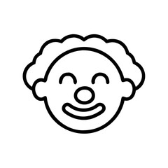 Outline icon of a clown face with a nose for April Fool’s Day concept
