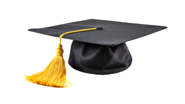 Graduation Cap Black Mortarboard with Gold Tassel