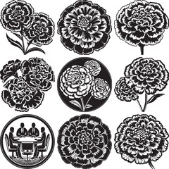 flower silhouette set,  simple flower silhouette bundle vector image.