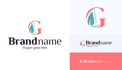 Letter G logo combination with leaf icon, Symbol usable used for growing Business, Skin care, Boutique, Identity, Beauty salon, Fashion, Jewelry, Hotel, Beauty products, Spa, etc. Feminine style logo