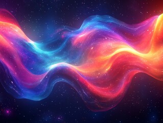 Obraz premium Abstract cosmic glowing waves background. Featuring cosmic glowing waves with vivid colors. Emphasizing depth and radiant flow. Ideal for space and artistic themes.