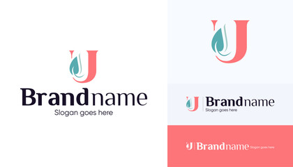 Letter U logo combination with leaf icon, Symbol usable used for growing Business, Skin care, Boutique, Identity, Beauty salon, Fashion, Jewelry, Hotel, Beauty products, Spa, etc. Feminine style logo