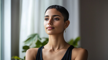 Serene individual in yoga pose, embodying inner peace and mindfulness