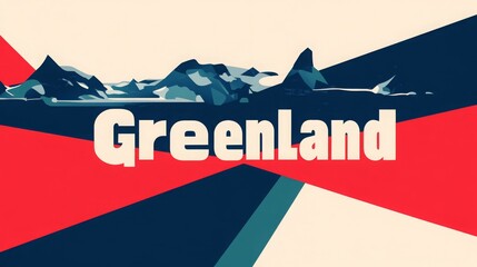 word Greenland on a red white blue background, 16:9
