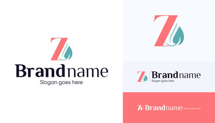 Z Letter logo combination with leaf icon, Symbol usable used for growing Business, Skin care, Boutique, Identity, Beauty salon, Fashion, Jewelry, Hotel, Beauty products, Spa, etc. Feminine style logo