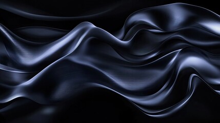 Fototapeta premium Abstract image of dark blue fabric with elegant, flowing waves. The rich texture and deep color create a luxurious and mysterious mood.