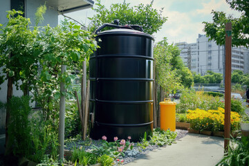 Community rainwater harvesting system with interactive infographic
