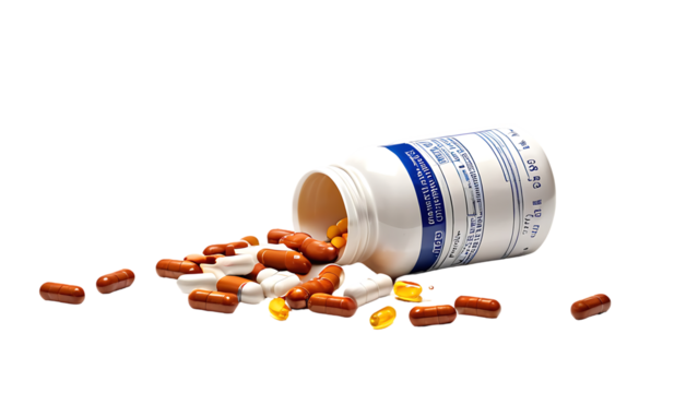 Spilled Pills Bottle Capsules Medication Healthcare Pharmacy
