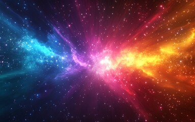 Obraz premium Abstract cosmic light beams background. Featuring cosmic light beams and vivid colors. Emphasizing depth and radiance. Ideal for space and artistic themes.