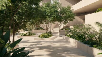 Monumental Tectonic Slabs: Eco-Brutalism Architecture with Desert Flora Cinematic Display