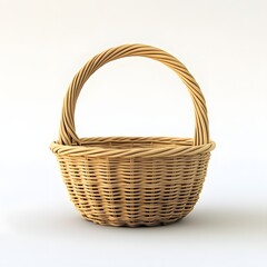 Minimalist 3D Wicker Basket Icon with Matte Finish on White Background