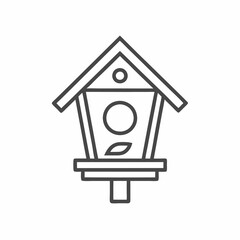 A delightful birdhouse stands tall with a simple yet charming design, featuring a round entrance and decorative elements. The illustration captures the essence of nature's harmony.