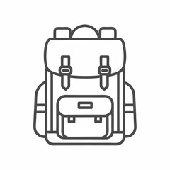 A well-designed vector illustration showcases a classic backpack featuring multiple compartments and sturdy straps.