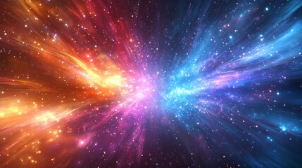 Obraz premium Abstract cosmic light bursts background. Featuring cosmic light bursts and vivid colors. Emphasizing movement and depth. Ideal for space and artistic themes.