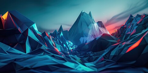 Obraz premium Abstract blue background with low poly shapes