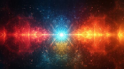 Naklejka premium Abstract cosmic light flare patterns background. Featuring cosmic light flare patterns and vivid colors. Emphasizing depth and brilliance. Ideal for space and artistic themes.
