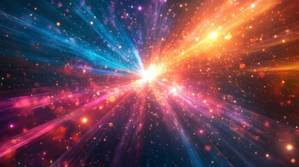 Obraz premium Abstract cosmic light flare patterns background. Featuring cosmic light flare patterns and vivid colors. Emphasizing depth and brilliance. Ideal for space and artistic themes.