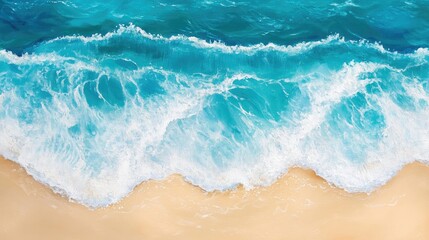 Aerial view of ocean waves with blue water and natural beauty