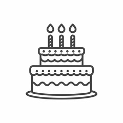 The illustration showcases a delightful two-tiered birthday cake adorned with vibrant icing and three flickering candles atop. Ideal for celebrating special moments with loved ones.