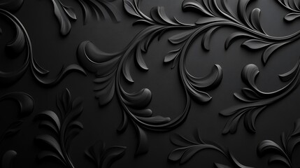 Black floral embossed wall texture