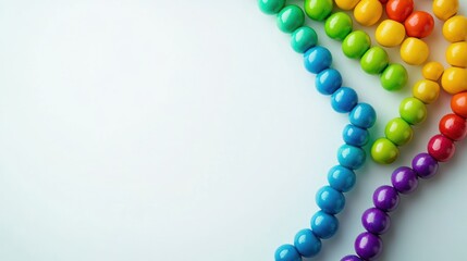 Colorful beads arranged in a rainbow pattern on white (1)