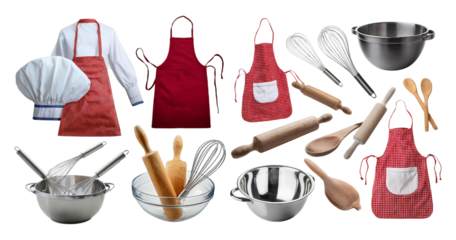 Cooking Utensils and Kitchen Accessories for Home Chefs and Bakers, isolated on transparent background