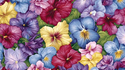 Fototapeta premium Colorful Pansy Flowers Background in Vibrant Floral Design