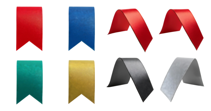 Colorful Ribbons in Various Shades for Crafting and Decoration, isolated on transparent background - Powered by Adobe