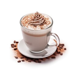 Aromatic Cinnamon Coffee Latte with Whipped Cream: Indulge in the rich, warm flavors of this delightful coffee drink.