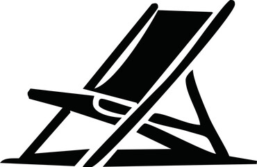 Illustration silhouette of chair and umbrella beach