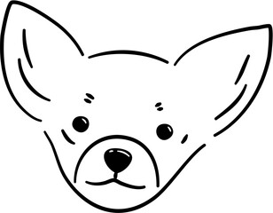 chihuahua puppy head portrait outline doodle cartoon 