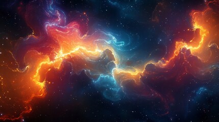 Obraz premium Abstract cosmic luminous fractals background. Featuring cosmic luminous fractals with vivid colors. Emphasizing depth and intricate details. Ideal for space and artistic themes.