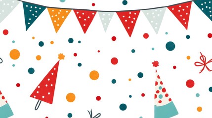 Fototapeta premium Colorful Party Decorations with Banners and Festive Elements