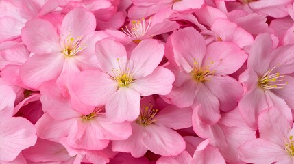 Fototapeta premium Delicate Pink Cherry Blossom Petals Spread Across a Soft Surface