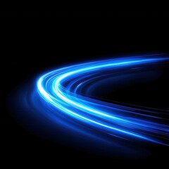 Dynamic Blue Light Trails on Black Background Evoking Speed Energy and Futuristic Design