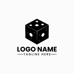Dice vector logo icon line art vector Dice on black logo icon vector