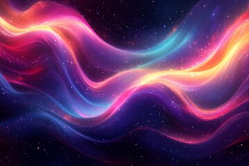 Obraz premium Abstract cosmic luminous waves background. Featuring cosmic luminous waves with vivid colors. Emphasizing depth and glowing flow. Ideal for space and artistic themes.