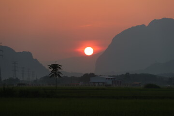 sunset in the mountains