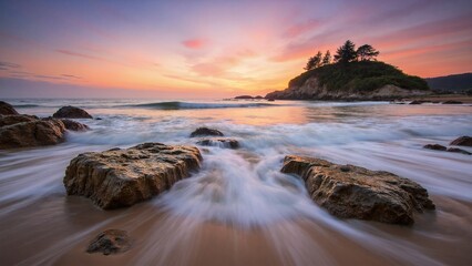 Obraz premium The golden poetry of the reef and waves