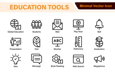 Education line icons collection. Big UI icon set in a flat design. Thin outline icons pack. Thin line icons set of academic subjects and education. Outline symbol collection.