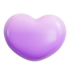 Heart shape in purple pastel color. 3D cute cartoon glossy decorative icon