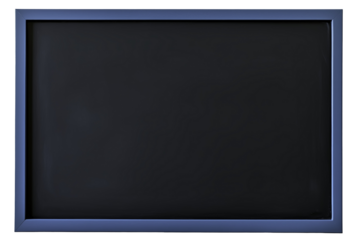 Dark Blue Framed Chalkboard: A clean, dark slate chalkboard with a dark blue frame, ready for your message or design. Perfect for announcements, menus, or educational materials.