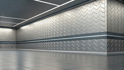 Futuristic and technology background concept, Sleek metallic interior with textured walls
